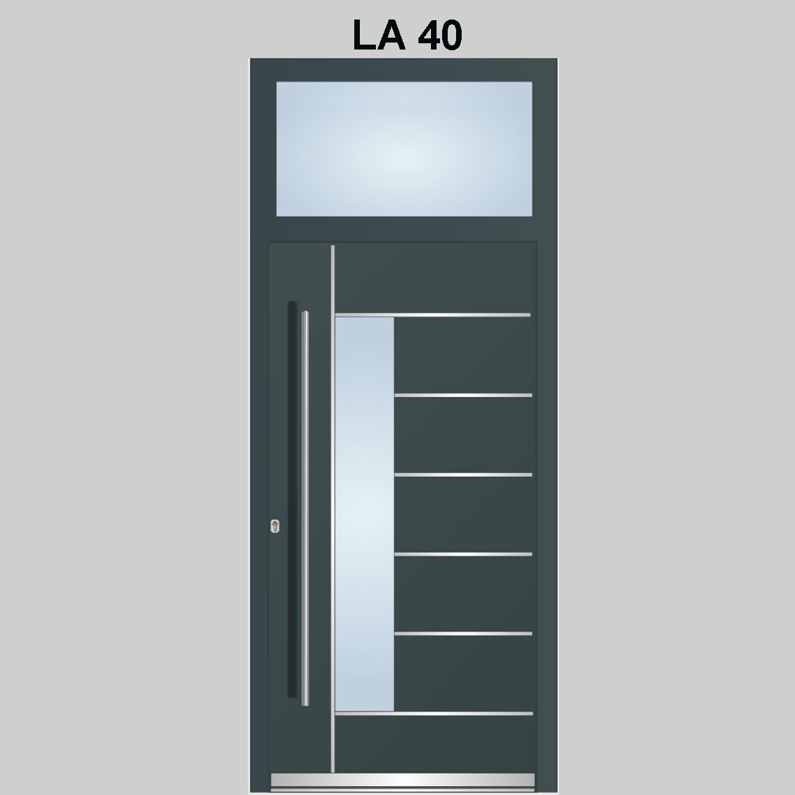 Model LA40 cu 1 luminator in partea de sus Sistem WH75 Alu cu PVC Usa de intrare
